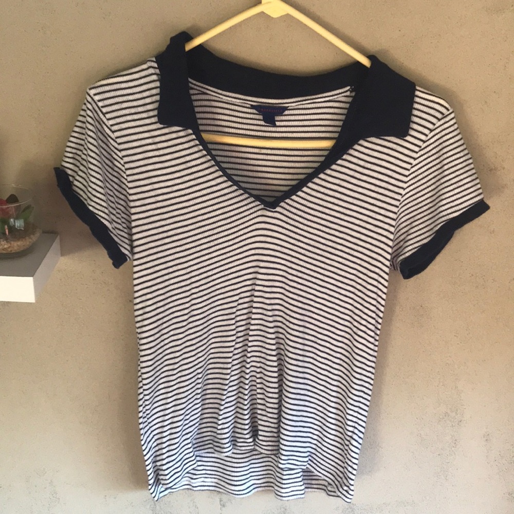 Mossimo blue and white striped polo (L)
